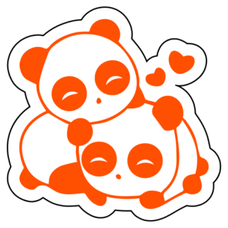 Cute Panda Couple In Love Sticker (Orange)